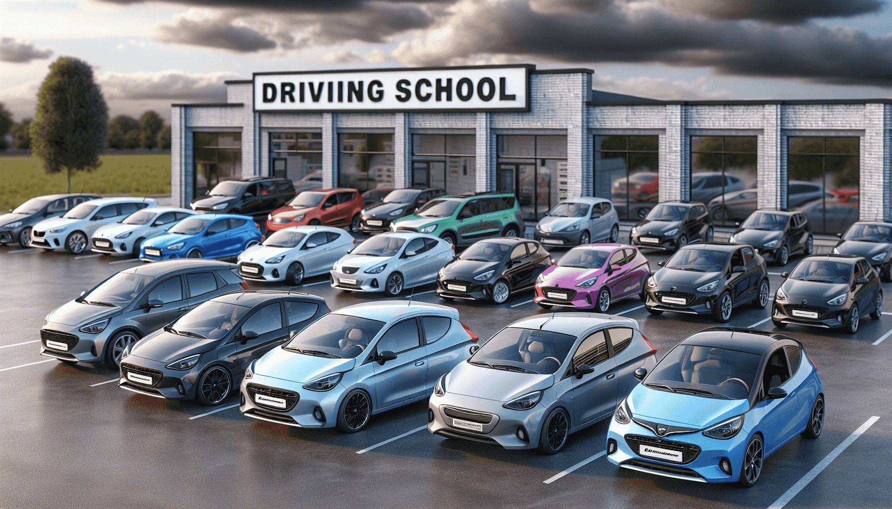 Fleet of driving school cars